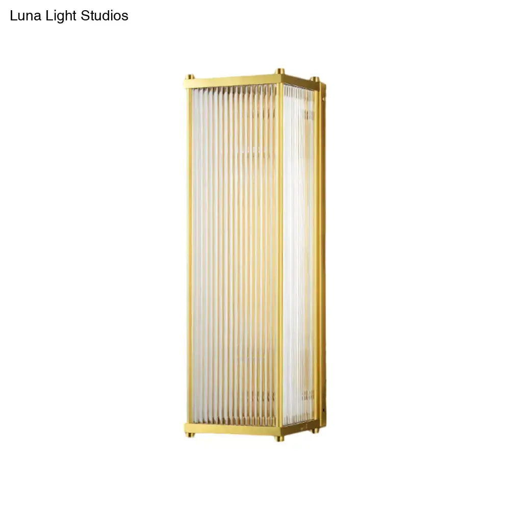 Modern gold crystal cuboid wall sconce light bedroom glass lamp