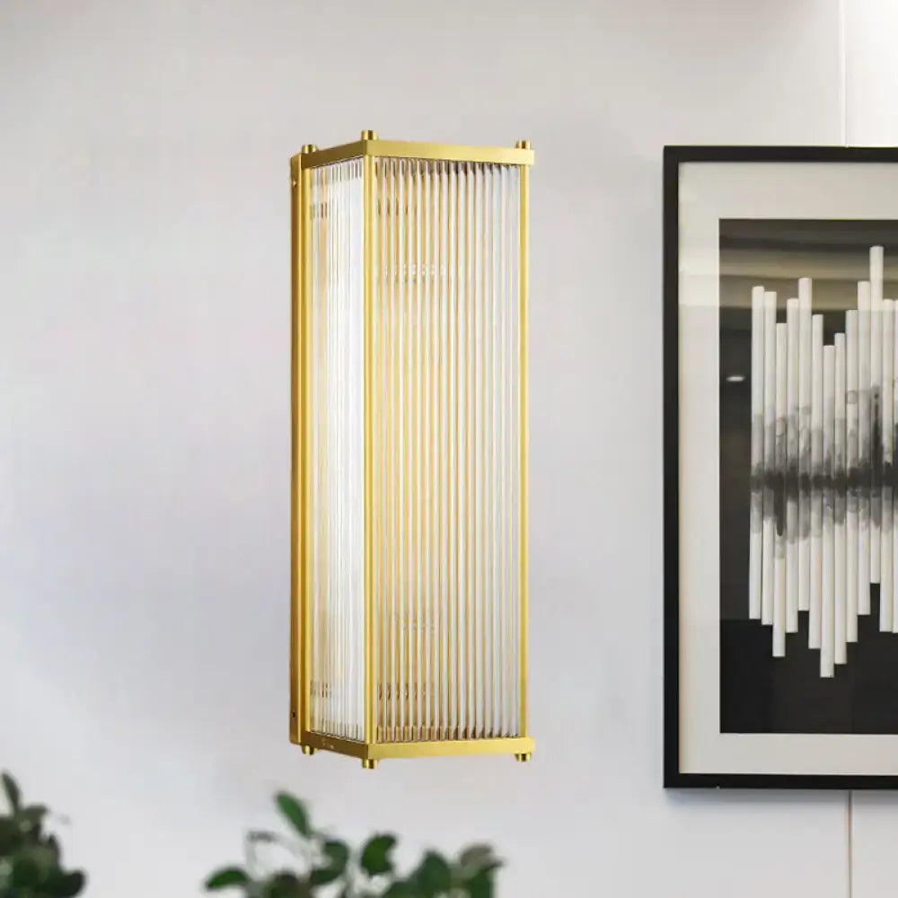 Modern gold crystal cuboid wall sconce light bedroom glass lamp