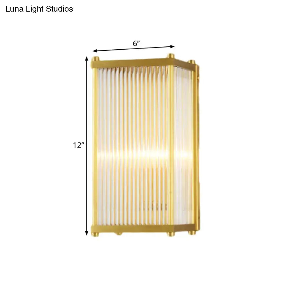 Modern gold crystal cuboid wall sconce light bedroom glass lamp