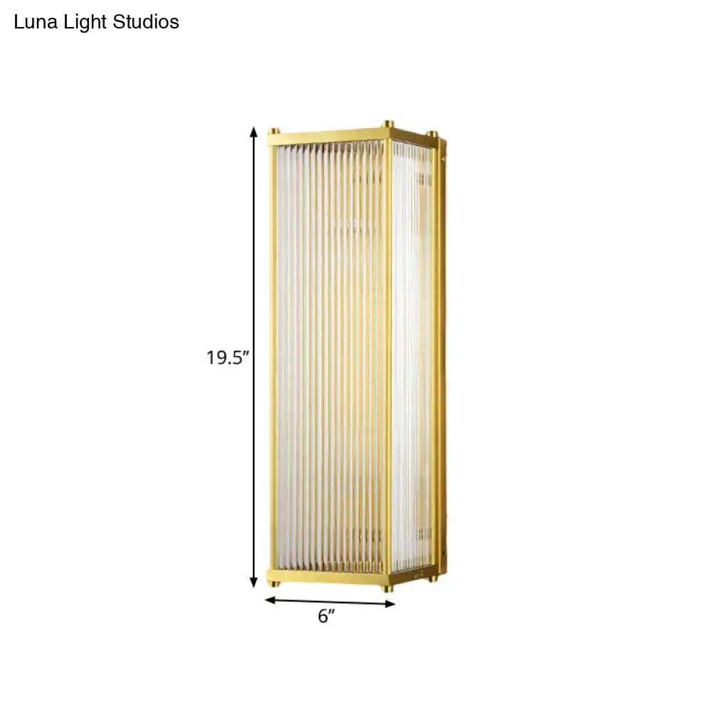 Modern gold crystal cuboid wall sconce light bedroom glass lamp