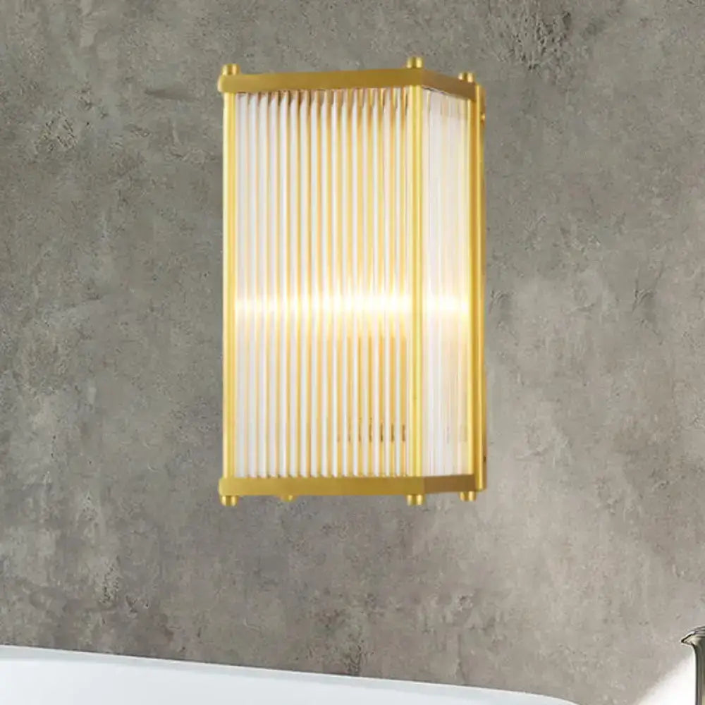 Modern gold crystal cuboid wall sconce light bedroom glass lamp