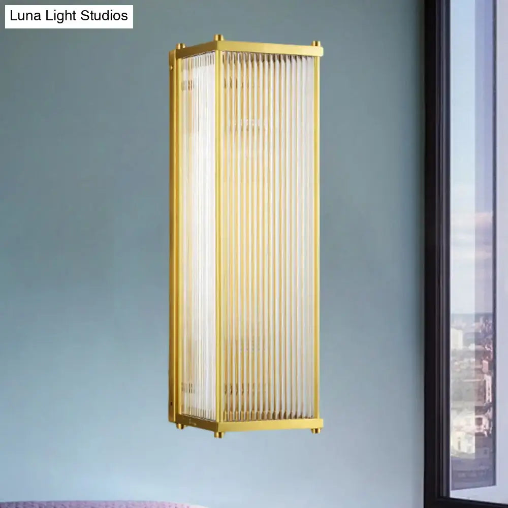 Modern gold crystal cuboid wall sconce light bedroom glass lamp