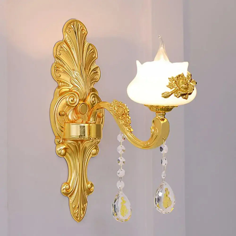 Modern gold crystal droplet wall mount light bedroom sconce