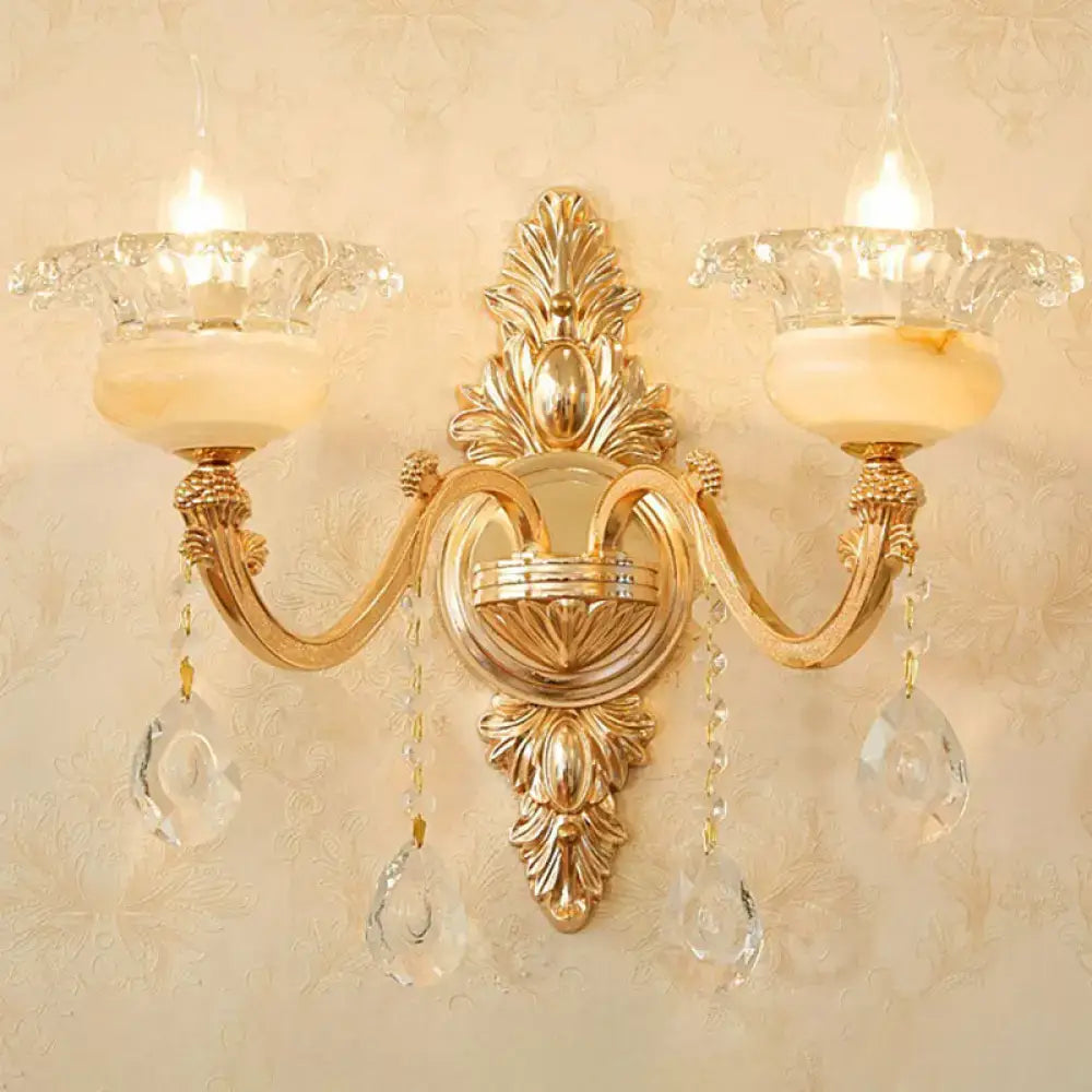 Modern gold crystal droplet wall mount light bedroom sconce