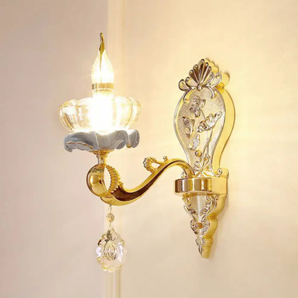 Modern gold crystal droplet wall mount light bedroom sconce