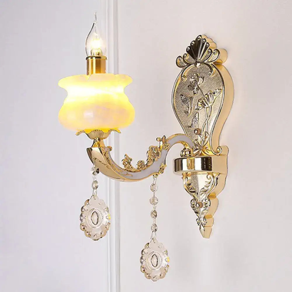 Modern gold crystal droplet wall mount light bedroom sconce