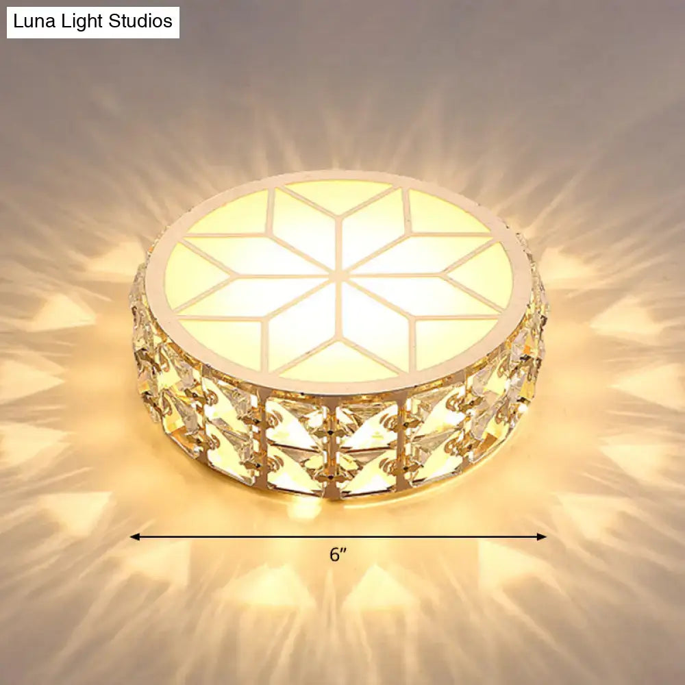 Modern gold crystal flush mount ceiling light for passageway