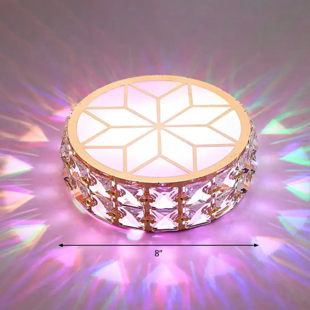 Modern gold crystal flush mount ceiling light for passageway