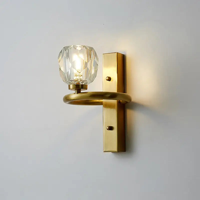 Modern gold crystal globe sconce bedroom wall light 110v-120v