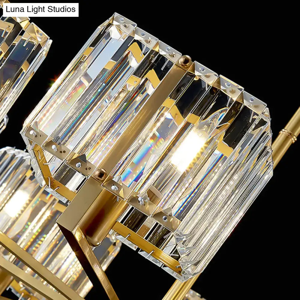 Modern gold crystal island light fixture dining room 6 head e12 e14