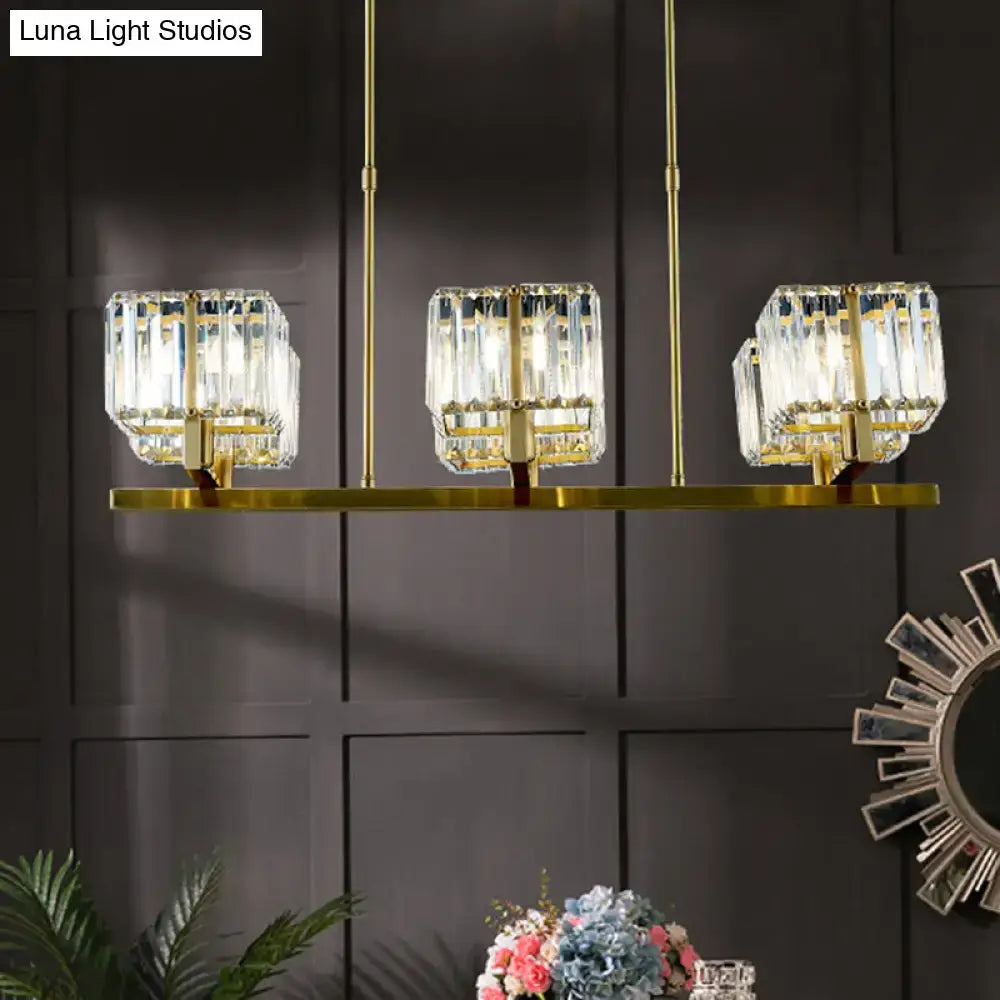 Modern gold crystal island light fixture dining room 6 head e12 e14