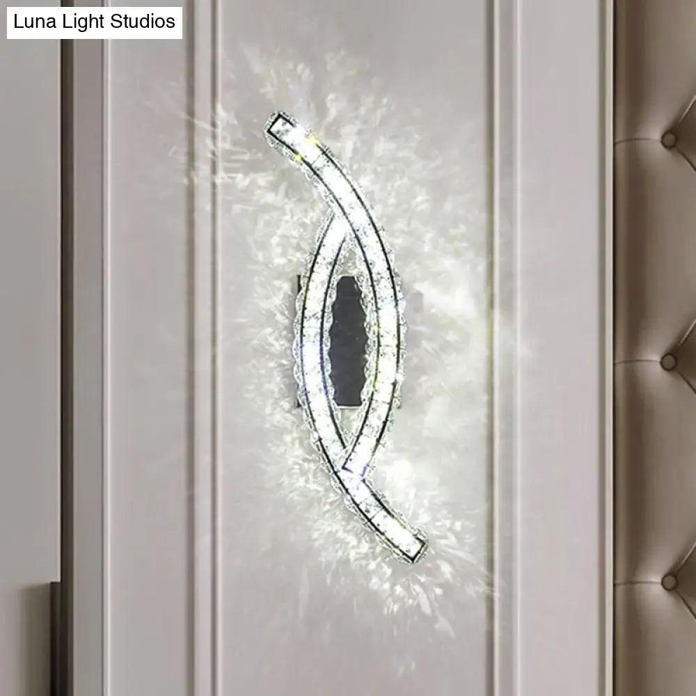 Modern gold crystal leaf wall light living room sconce
