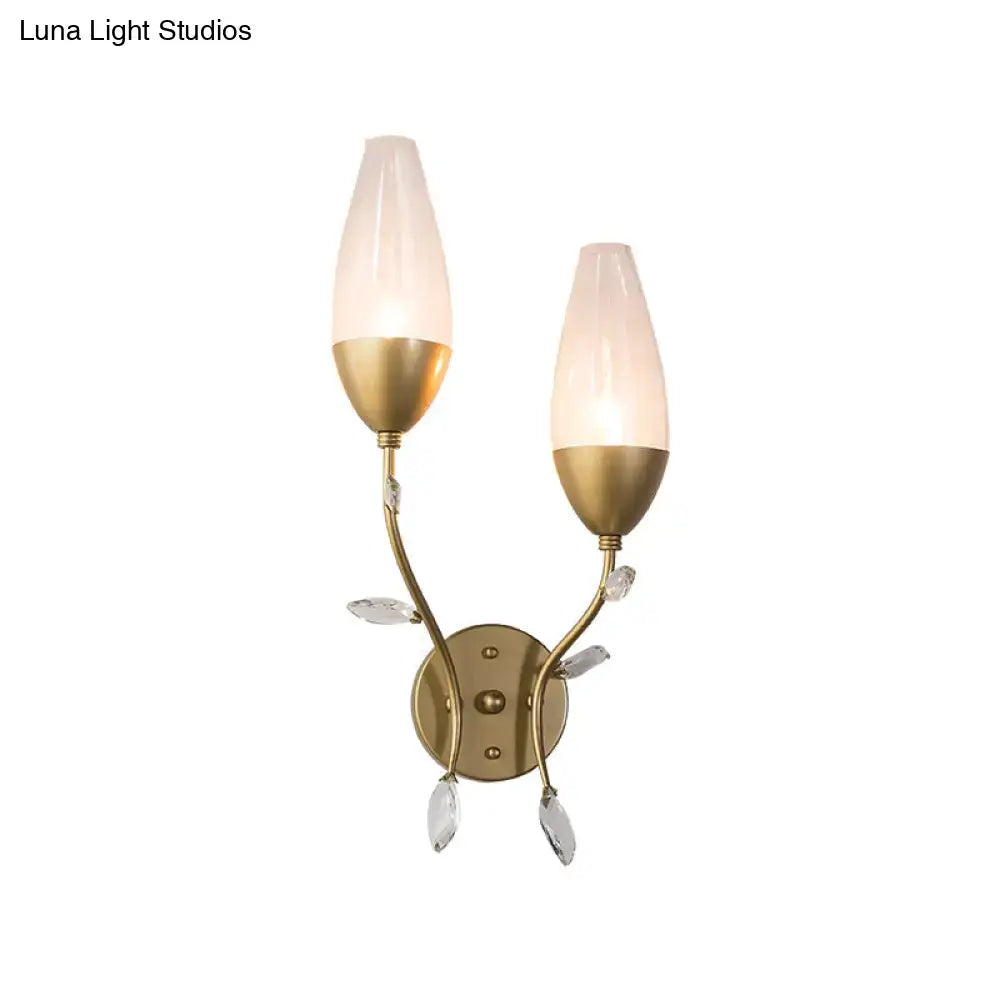 Modern gold crystal leaf wall sconce bedroom light