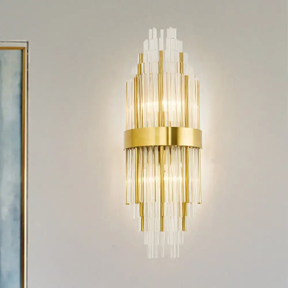 Modern gold crystal led wall sconce living room cascading light