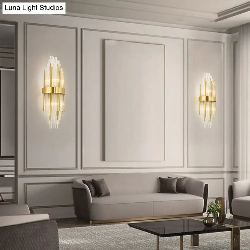 Modern gold crystal led wall sconce living room cascading light