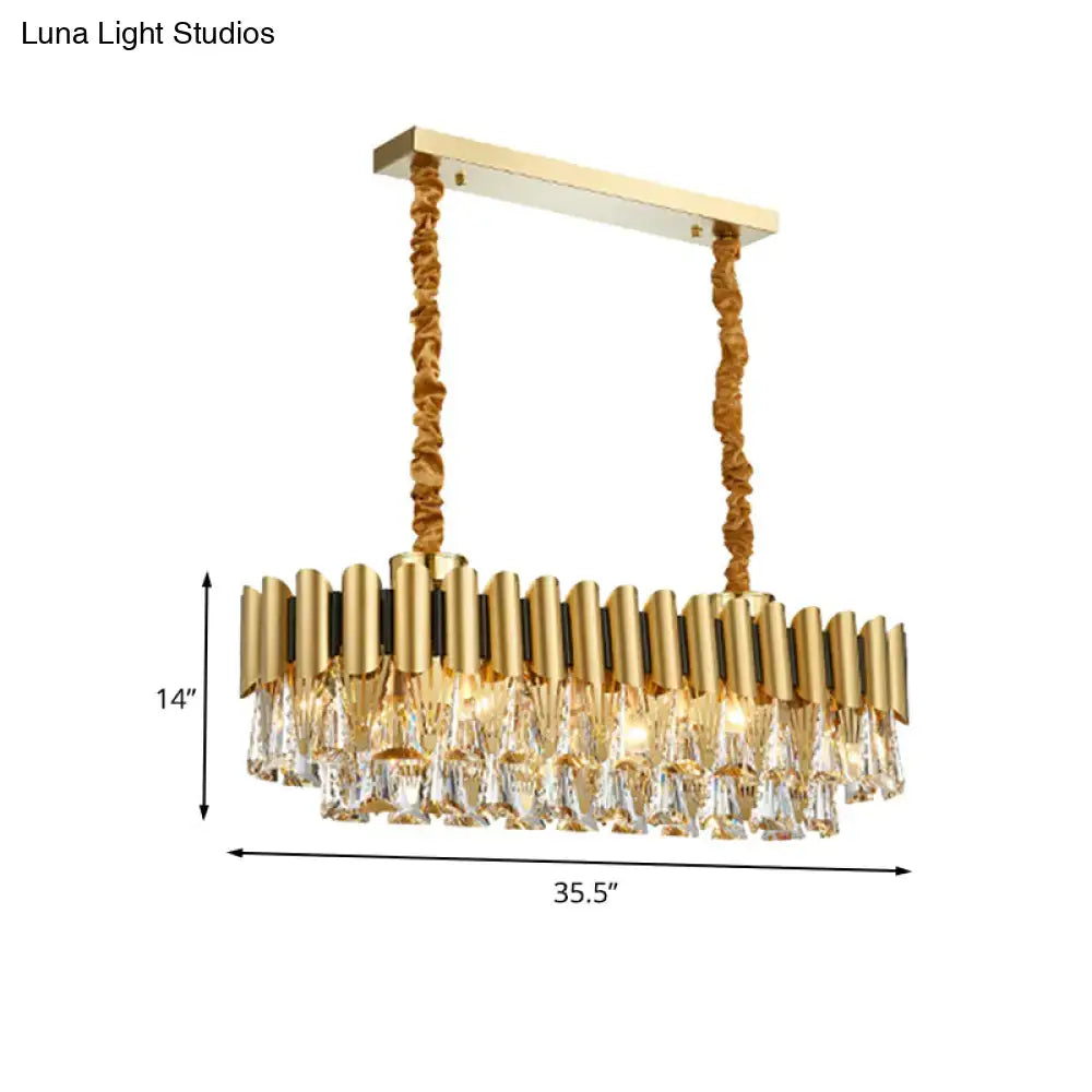 Modern gold crystal oval chandelier dining room lighting
