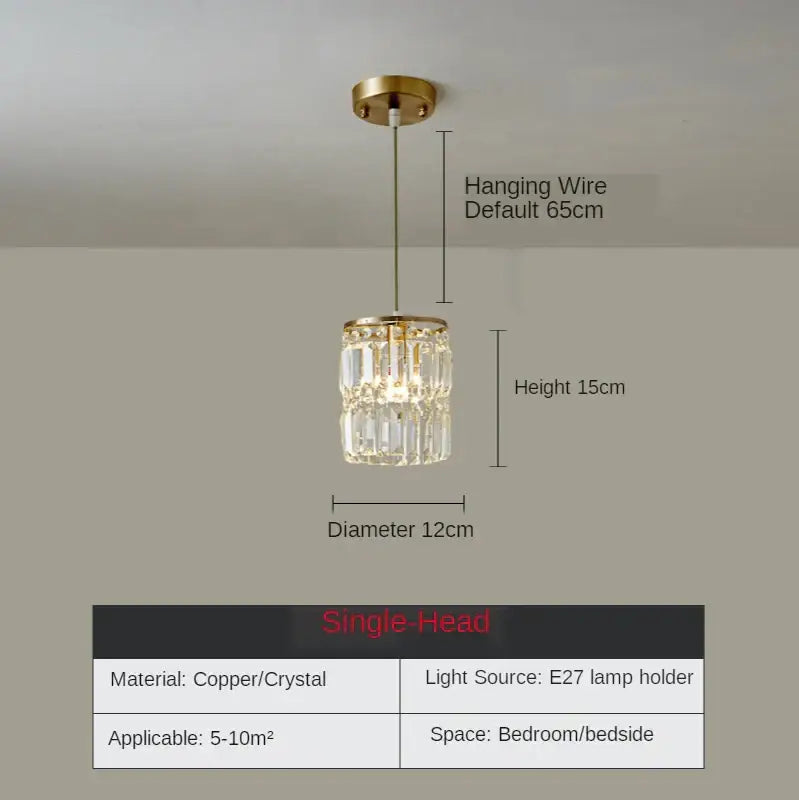 Modern gold crystal pendant light dining room chandelier