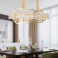 DecorBites™ Modern Gold Crystal Pendant Light Fixture with 8 Heads for Living Room