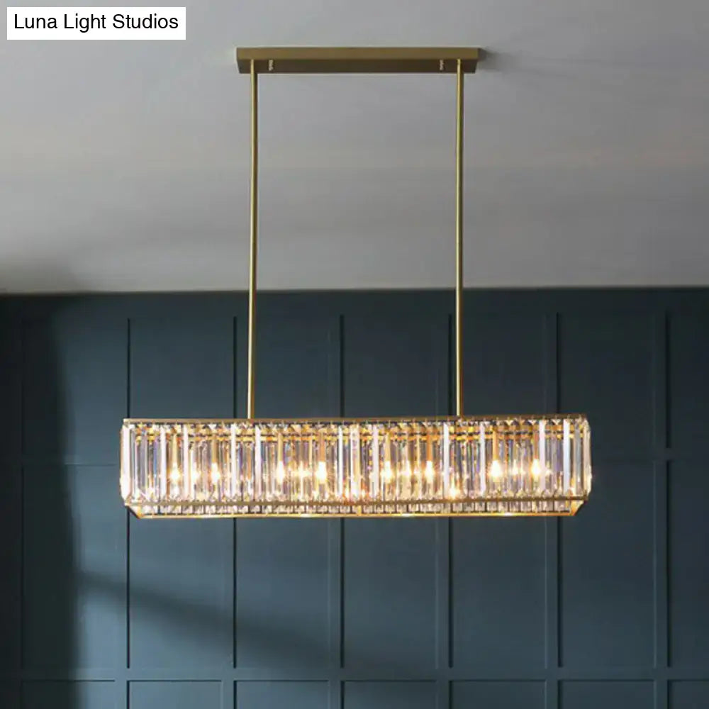 Modern gold crystal rectangle light fixture dining room modern style