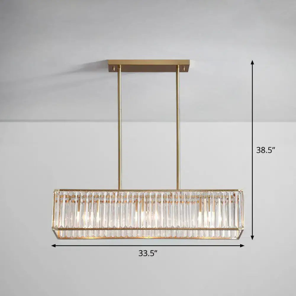 Modern gold crystal rectangle light fixture dining room modern style