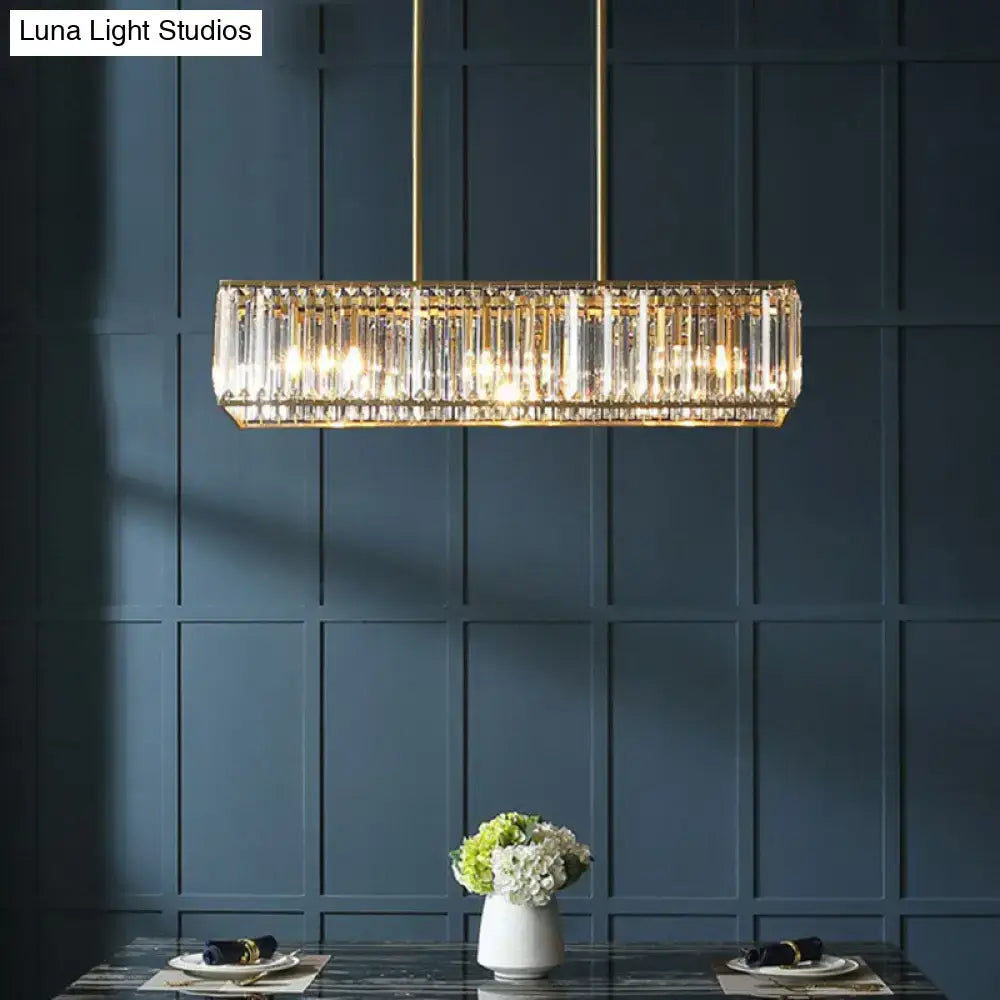 Modern gold crystal rectangle light fixture dining room modern style