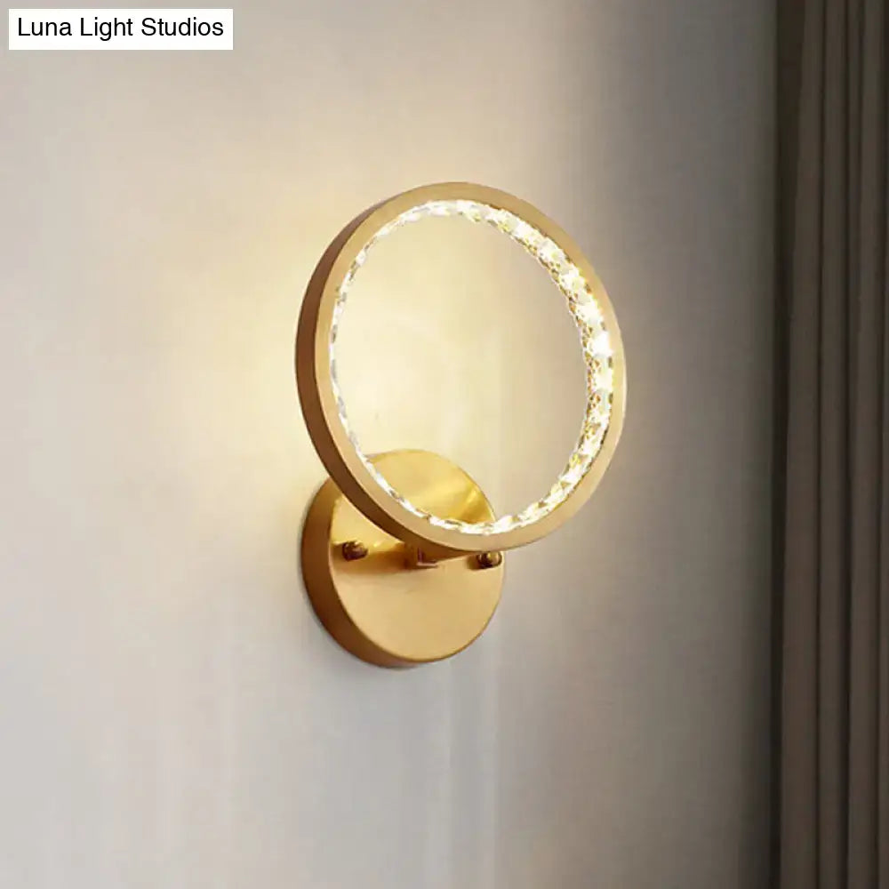 Modern gold crystal ring wall lamp bedroom 110v-120v
