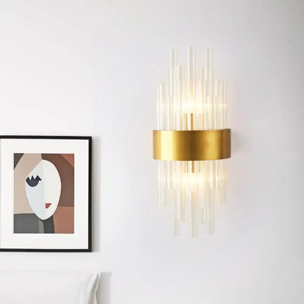 Modern gold crystal rod wall sconce living room 110v-120v light