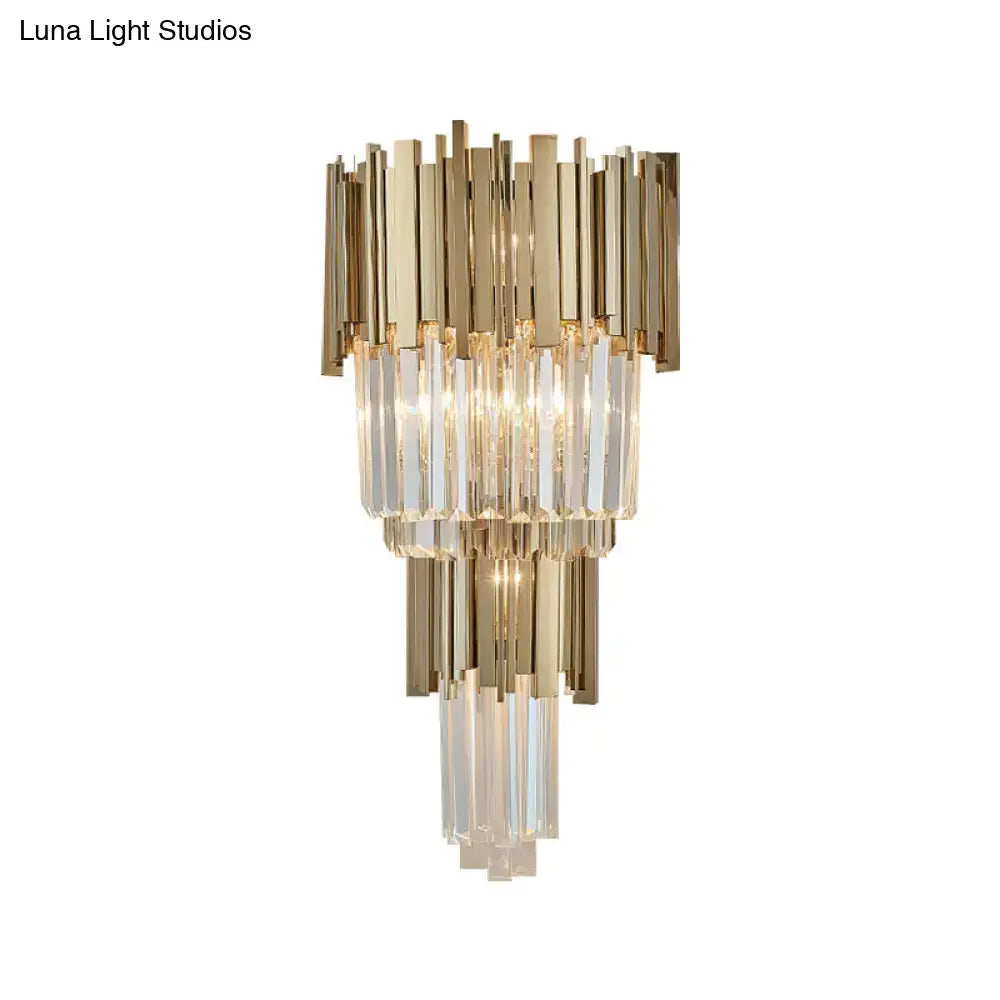 Modern gold crystal sconce light bedroom 110v-120v tiered wall lamp