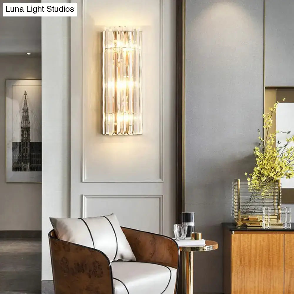 Modern gold crystal shade wall scone living room 3 light flush mount