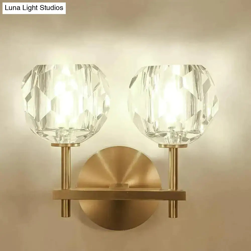 Modern gold crystal wall lamp bedroom globe sconce
