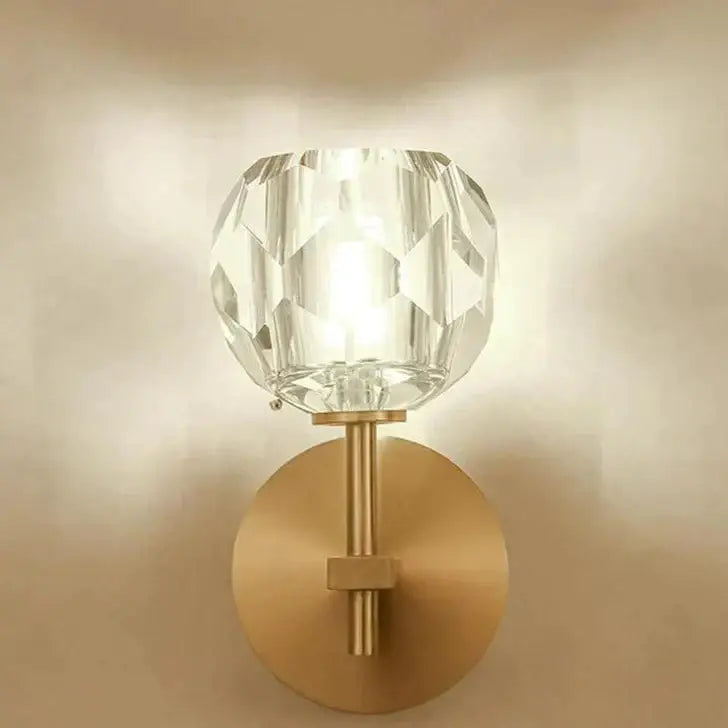 Modern gold crystal wall lamp bedroom globe sconce