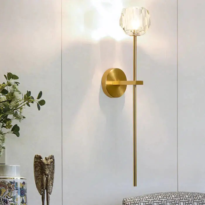 Modern gold crystal wall lamp bedroom globe sconce