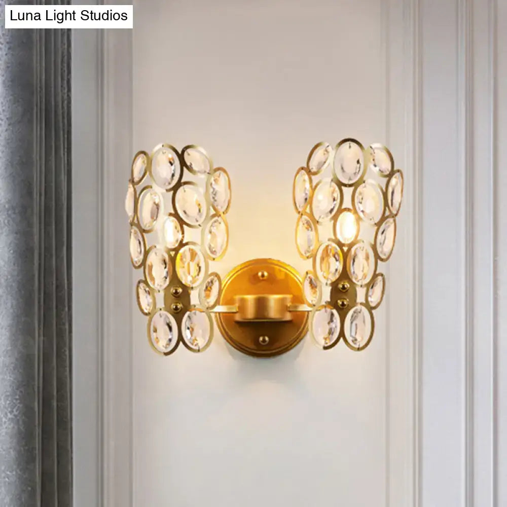 Modern gold crystal wall lamp bedroom sconce with cascading discs
