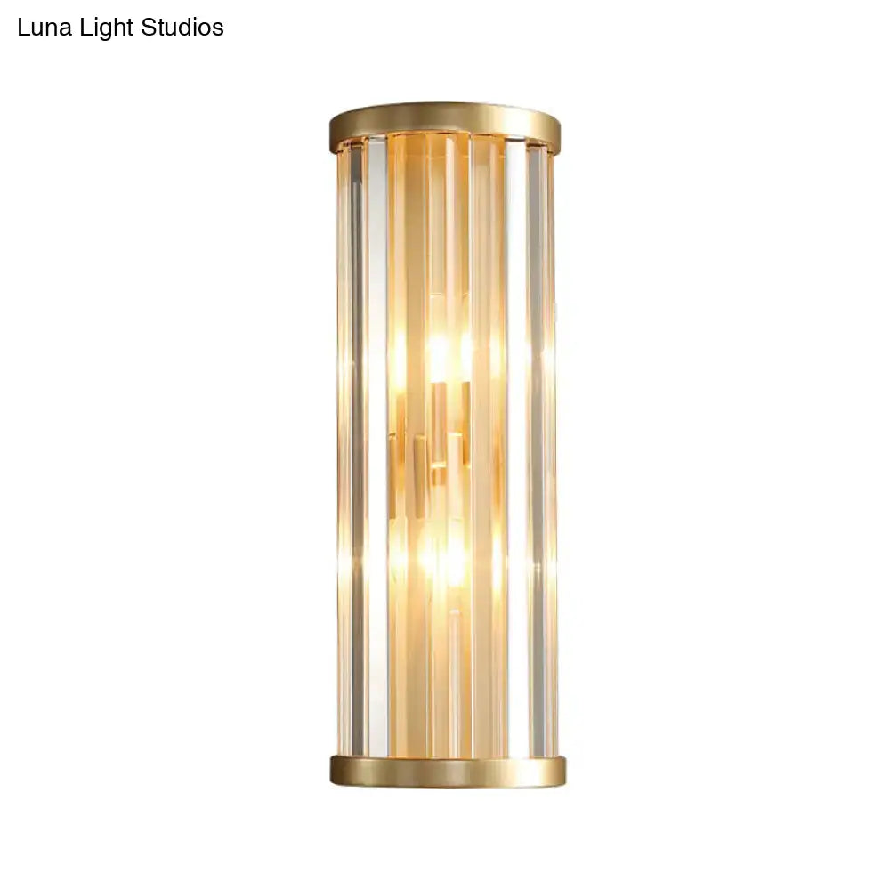 Modern gold crystal wall lamp two lights bedroom sconce