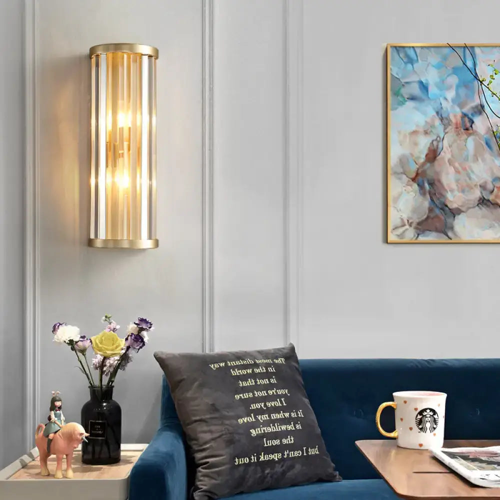 Modern gold crystal wall lamp two lights bedroom sconce