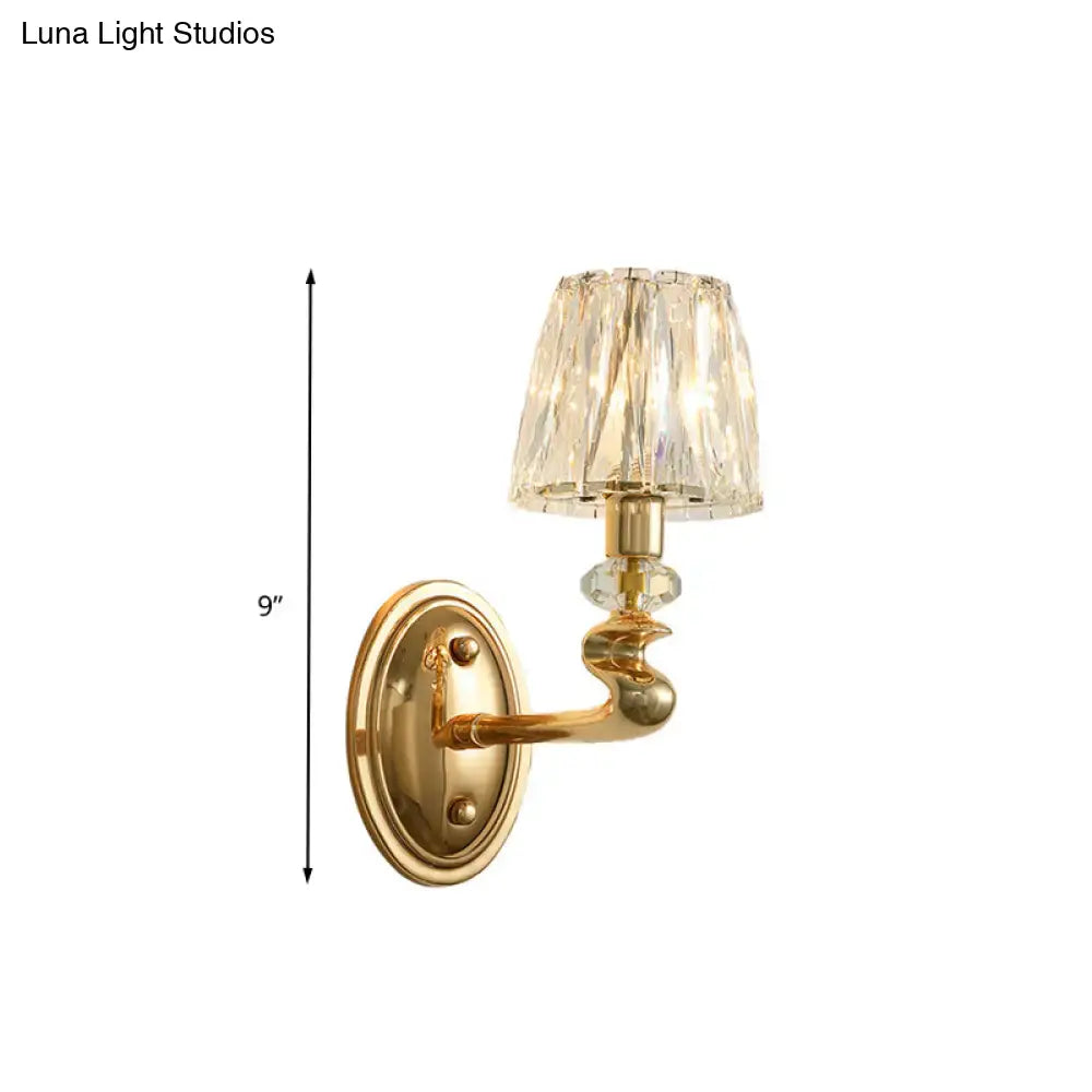 Modern gold crystal wall light fixture for bedroom