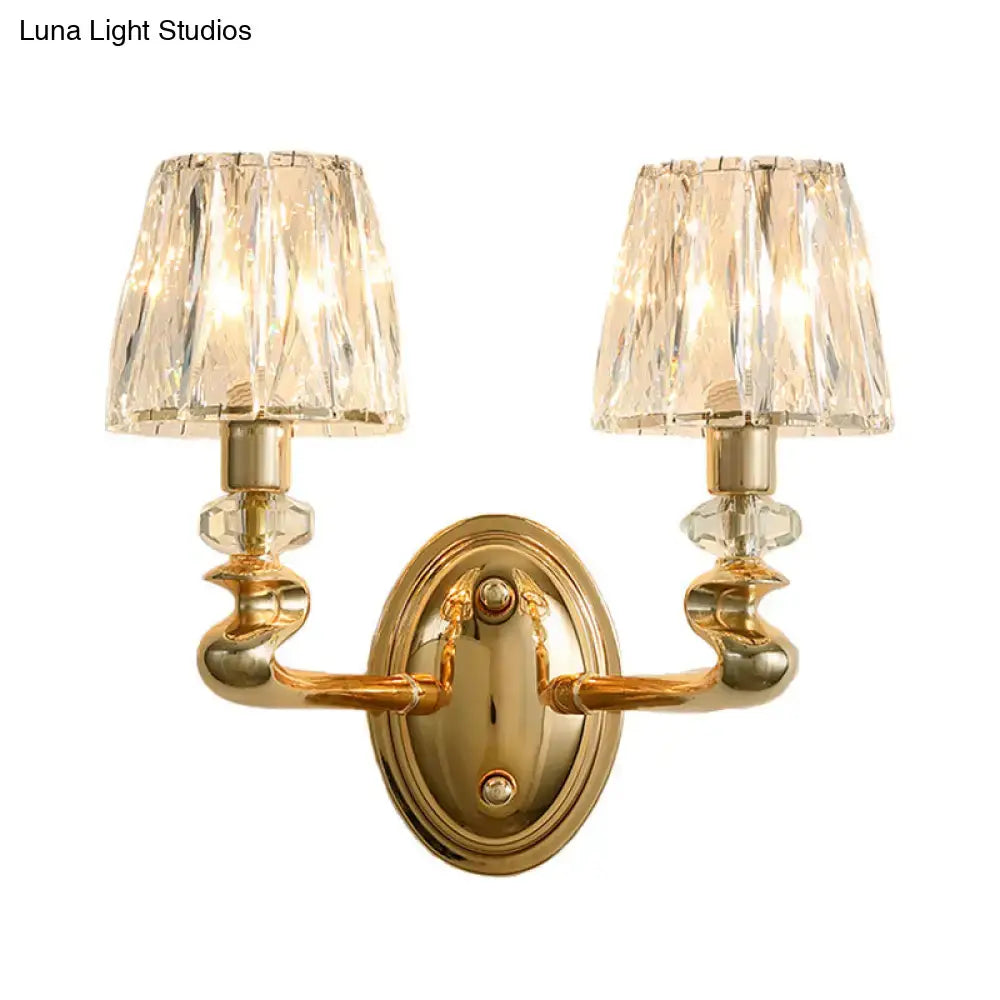 Modern gold crystal wall light fixture for bedroom