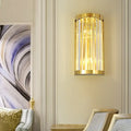 DecorBites™ Modern Gold Wall Light Fixture with Clear Crystal Shade, Half Cylinder Design, 2 Lights