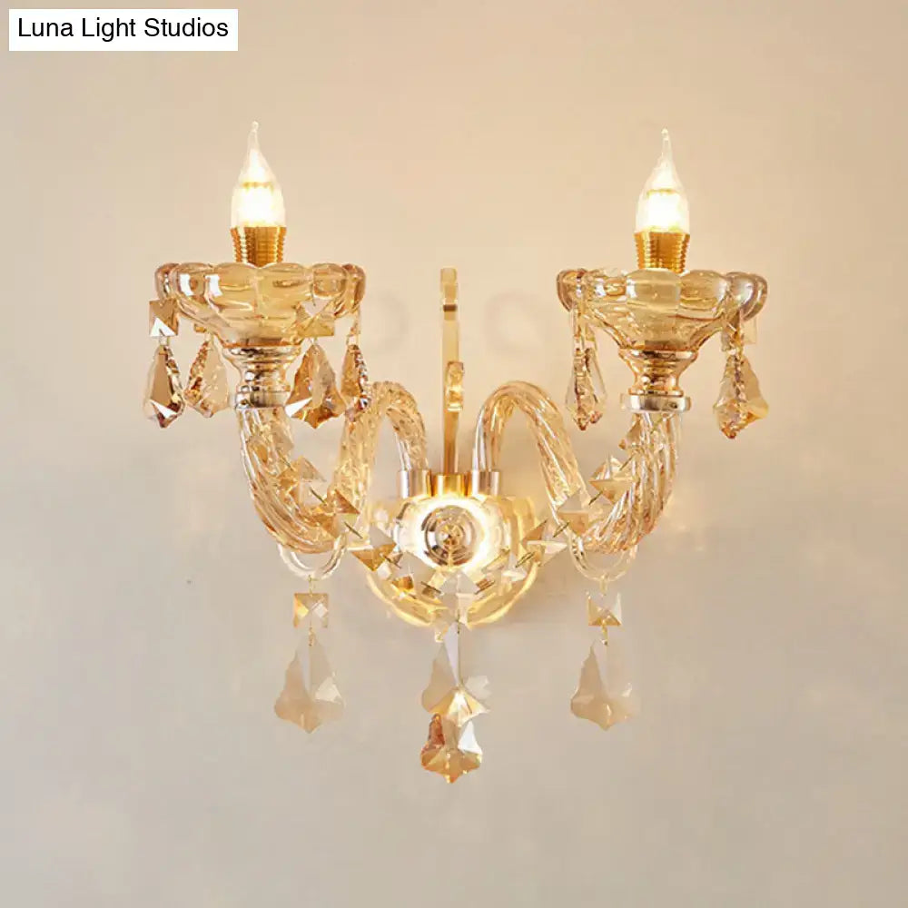 Modern gold crystal wall sconce bedroom candle style inch fixture