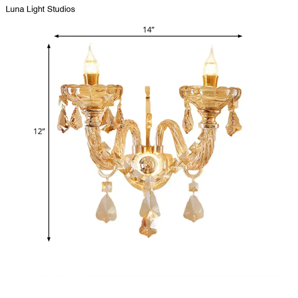 Modern gold crystal wall sconce bedroom candle style inch fixture