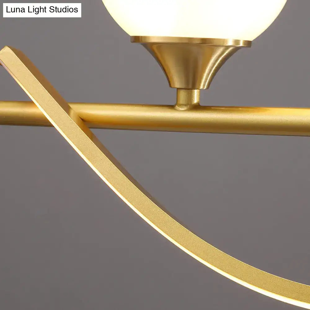 Modern gold curve island light kitchen led pendant with glass ball