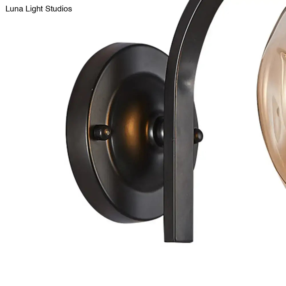 Modern gold curved arm glass wall sconce bedroom light