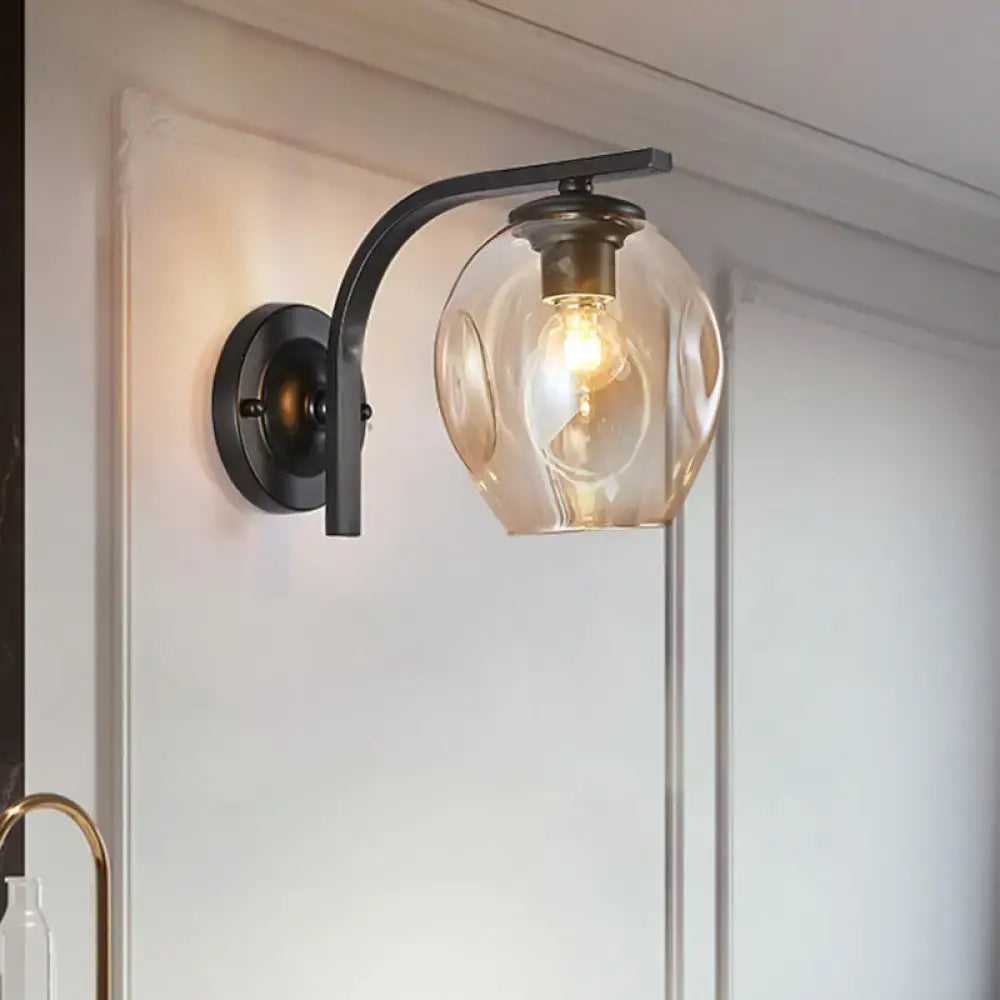 Modern gold curved arm glass wall sconce bedroom light