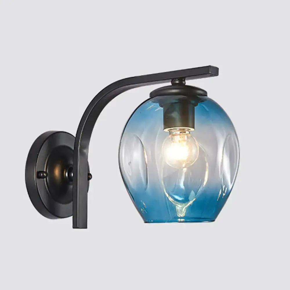 Modern gold curved arm glass wall sconce bedroom light