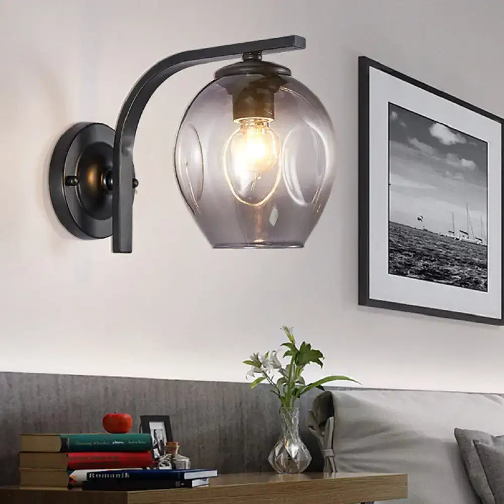 Modern gold curved arm glass wall sconce bedroom light