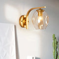 Modern gold curved arm glass wall sconce bedroom light