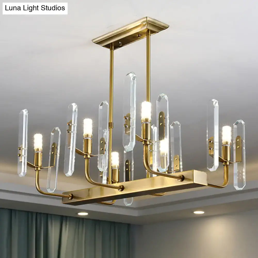 DecorBites™ Modern Gold Curved Arm Island Lighting - 6 Head Living Room Hanging Ceiling Light