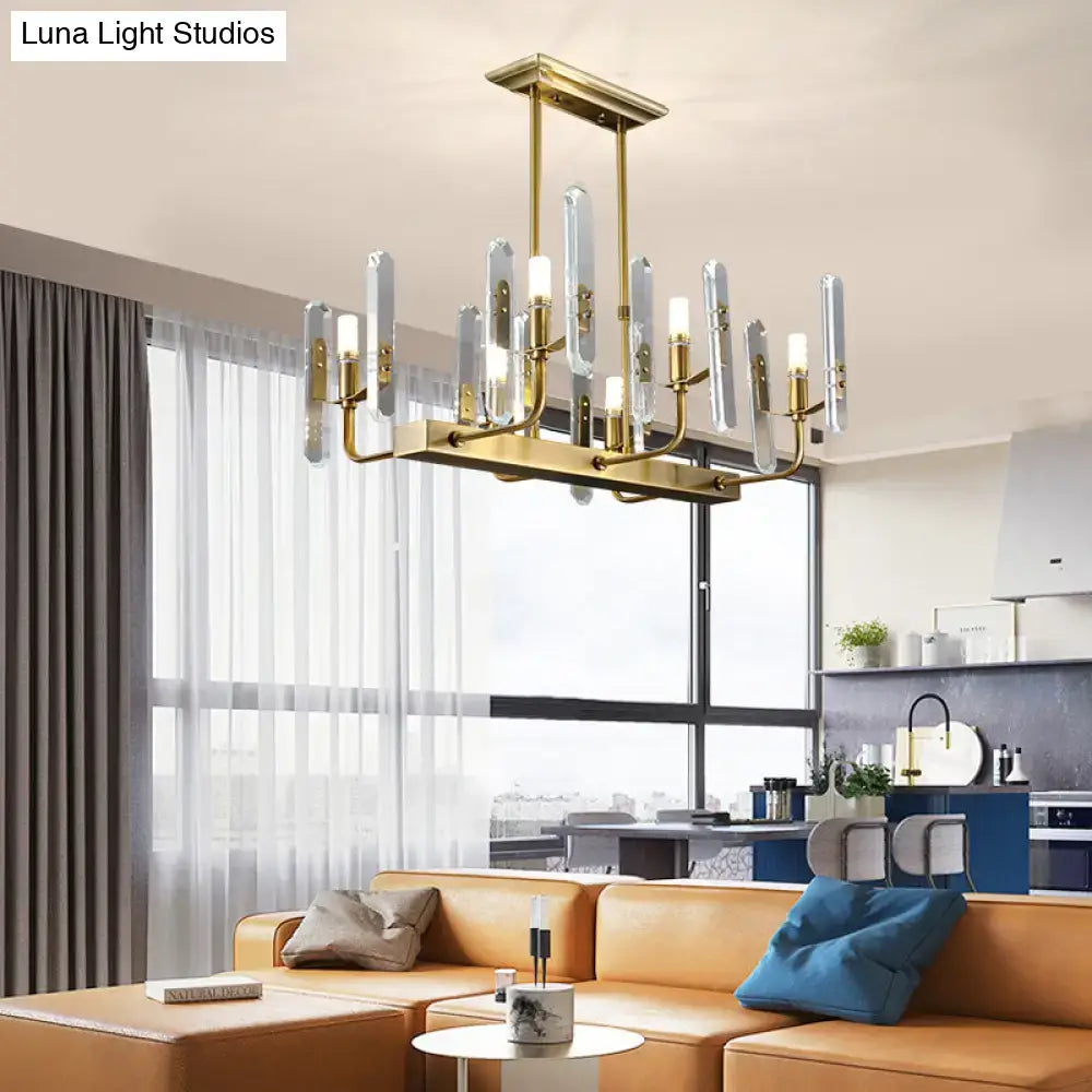 DecorBites™ Modern Gold Curved Arm Island Lighting - 6 Head Living Room Hanging Ceiling Light