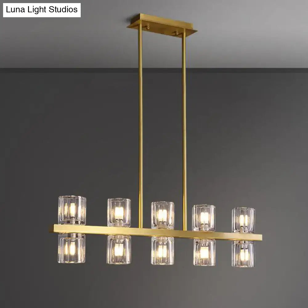 Modern gold cylinder island light fixture dining room chandelier