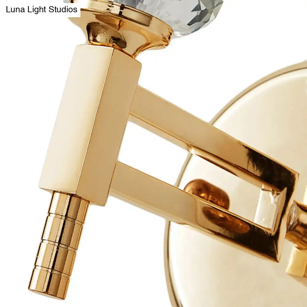 Modern gold cylinder sconce crystal wall lamp for bedroom